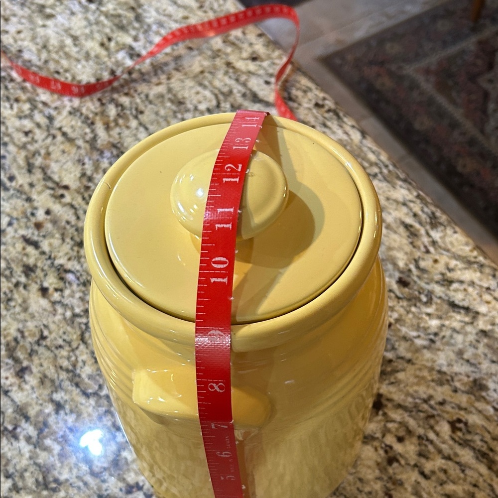 Gibson Houseware Large Yellow Ceramic Jar with Lid - Microwave & Dishwasher Safe - Picture 8 of 14